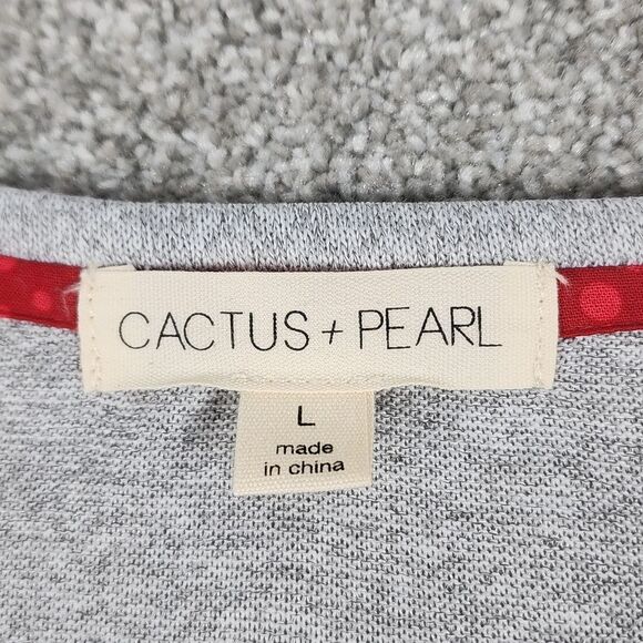 Cactus + Pearl Gray Long Sleeve Top With Gnome Graphics Women's Size Large - Picture 5 of 10